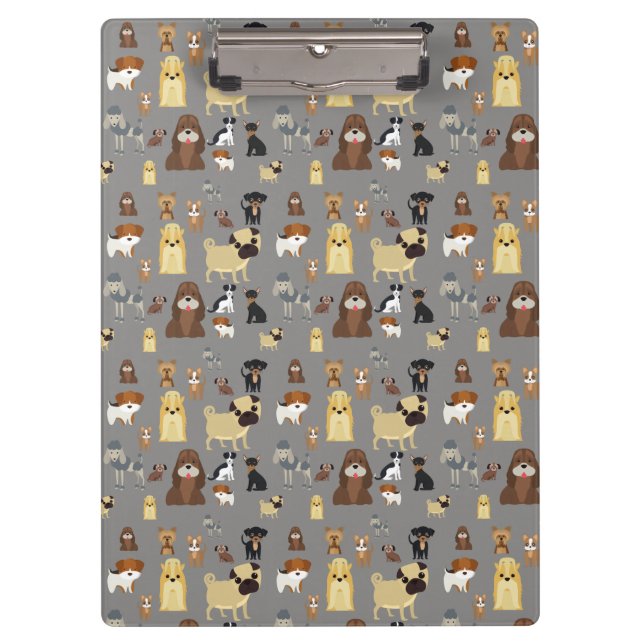 gray background dogs pattern. clipboard (Front)