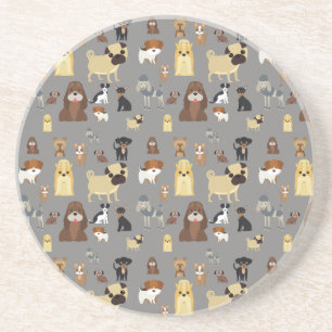 gray background dogs pattern coaster