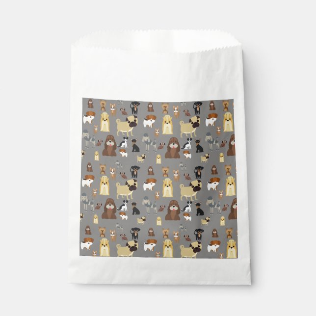 gray background dogs pattern. favor bag (Front)
