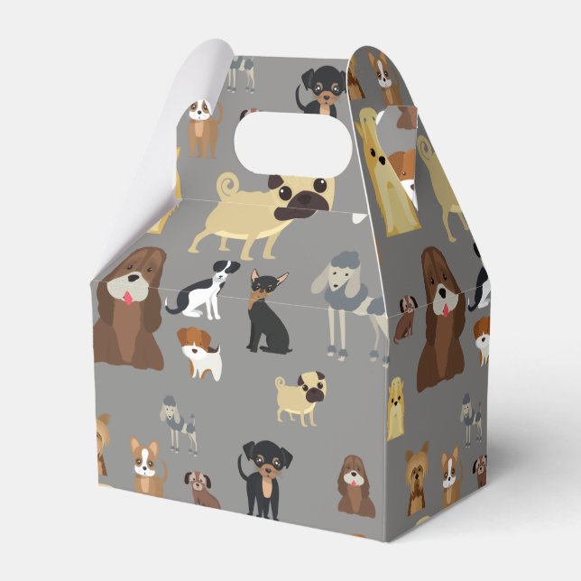 gray background dogs pattern favor boxes (Front Side)