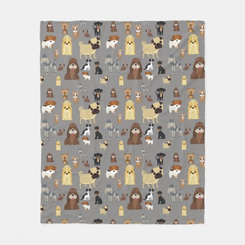 gray background dogs pattern fleece blanket