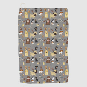 gray background dogs pattern golf towel