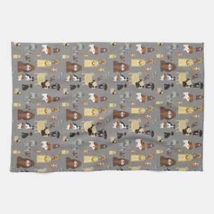 gray background dogs pattern kitchen towel