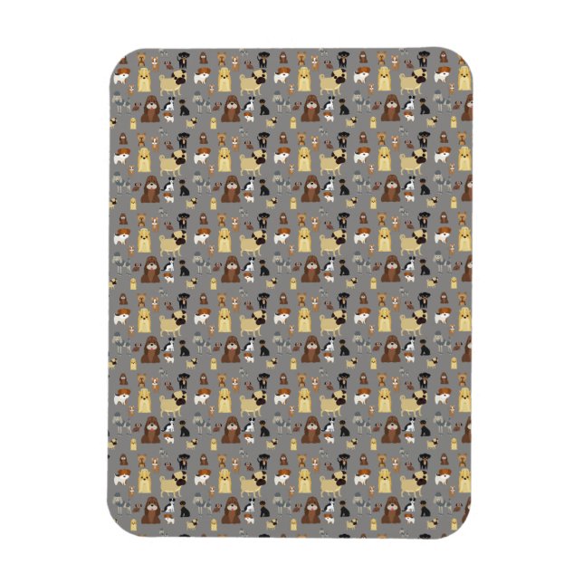 gray background dogs pattern. magnet (Vertical)