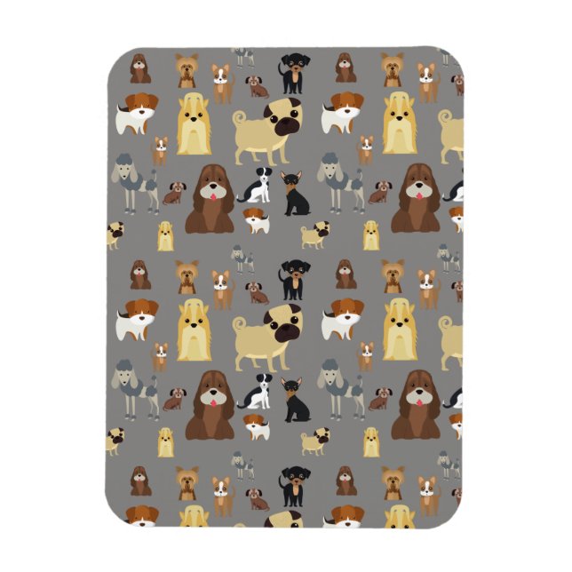 gray background dogs pattern. magnet (Vertical)