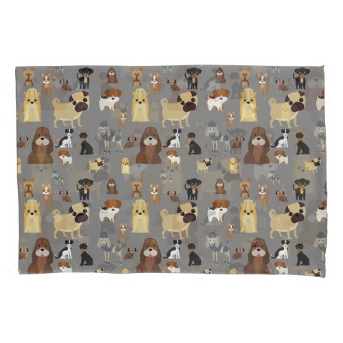 gray background dogs pattern pillow case