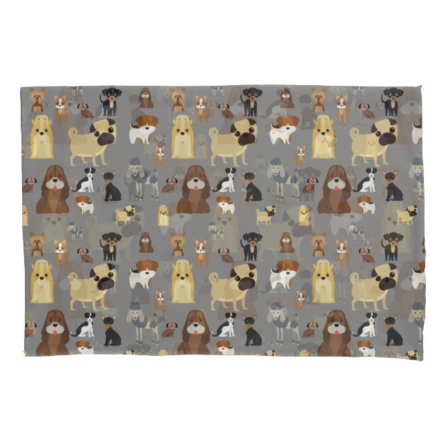 gray background dogs pattern pillow case (Front)