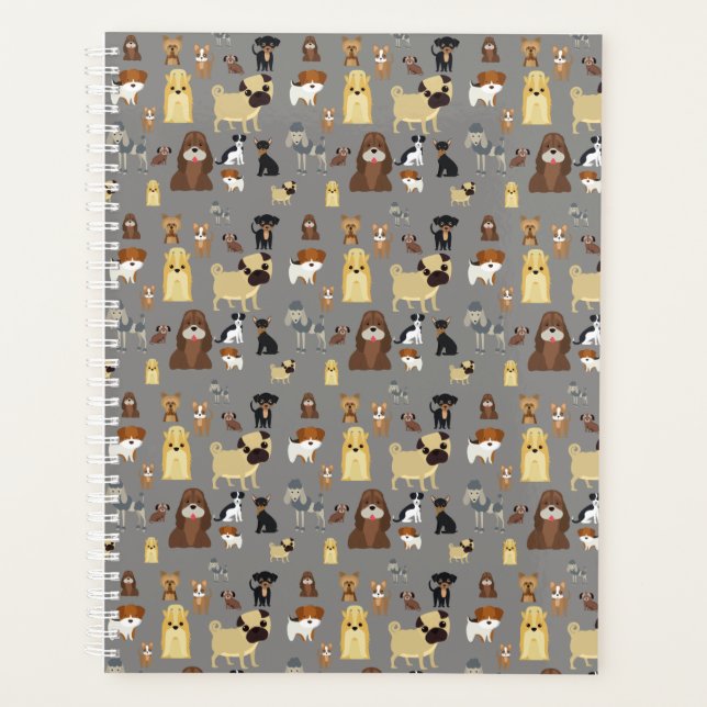 gray background dogs pattern planner (Front)