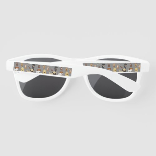 gray background dogs pattern sunglasses