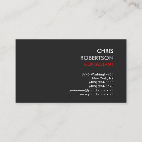 Gray Background Red Modern Business Card
