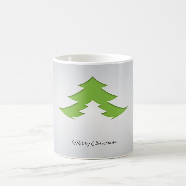  Gray Background With Christmas Tree Coffee Mug (Center)