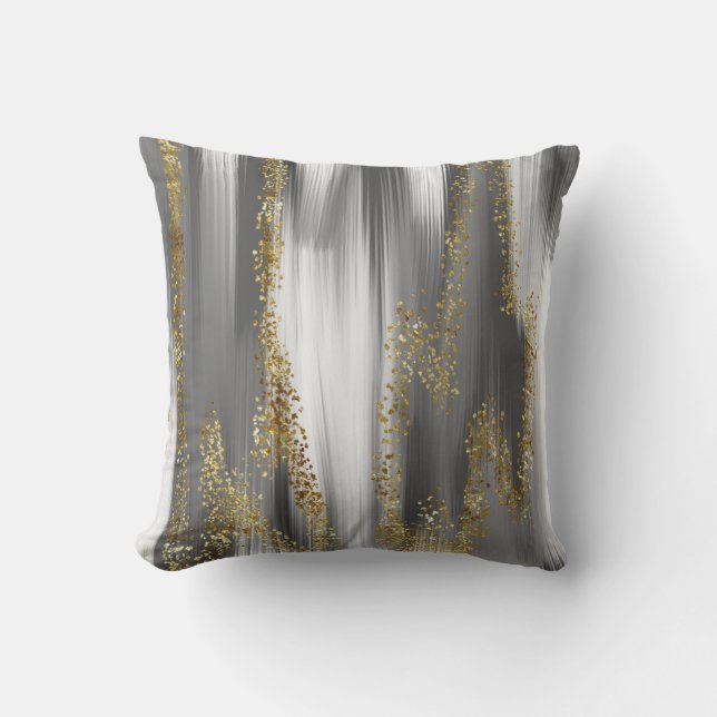 gray background with gold glitterart,gold,golden,a throw pillow (Front)
