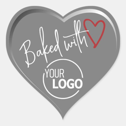Gray Baked with Love Homemade Baking Logo Template Heart Sticker