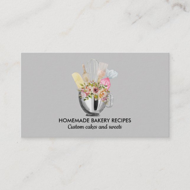 Gray Bakery Cake Maker Cupcake Shop Business Card (Front)