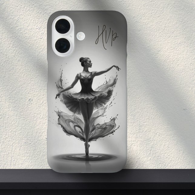 Gray Ballerina Splash Custom Initials Ballet  Case-Mate iPhone Case (Creator Uploaded)