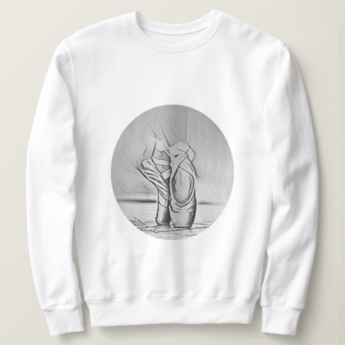 Gray Ballet Shoes Simple Ballerina Sweatshirt