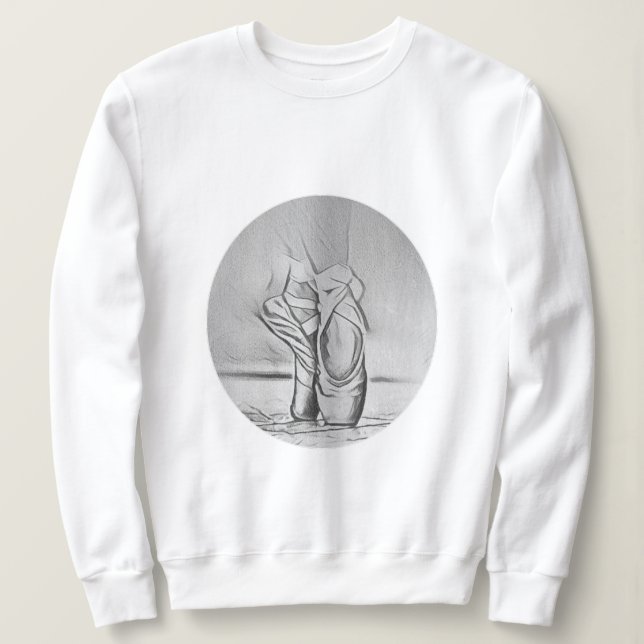 Gray Ballet Shoes Simple Ballerina Sweatshirt (Design Front)
