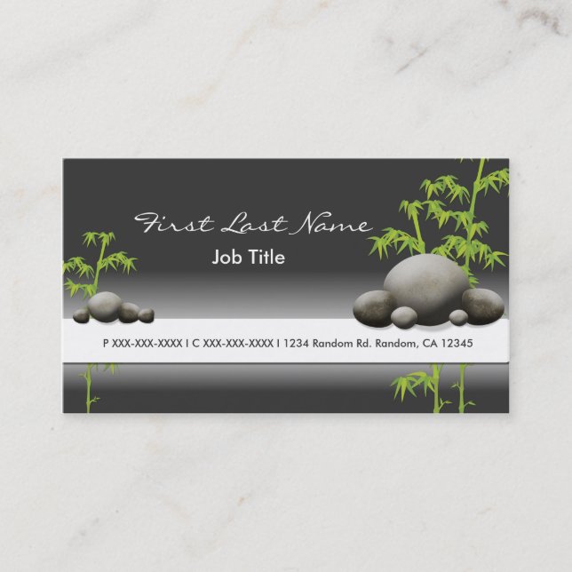 Gray bamboo rock spa business cards (Front)