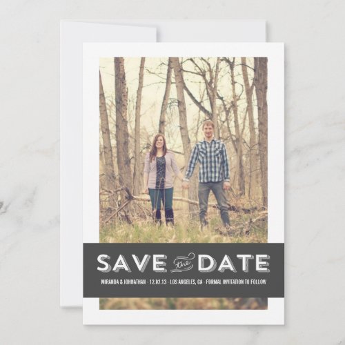 Gray Banner Photo Save The Date Announcements