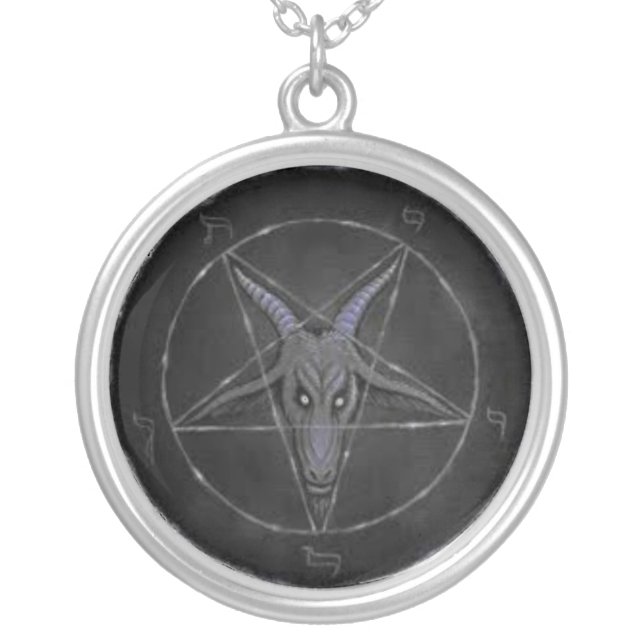 Gray Baphomet Sterling Silver Necklace (Front)
