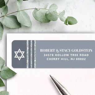 Gray Bar Mitzvah Bold Silver Tallit Return Address Label