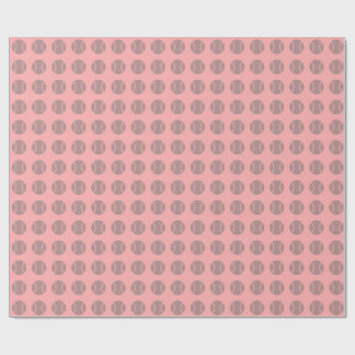 Gray Baseball Pattern on Pink Background Wrapping Paper
