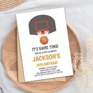 Gray Basketball Birthday Invitation