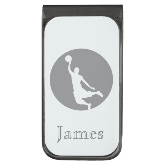 Gray Basketball Circle Logo Personalized Gunmetal Finish Money Clip | Zazzle.com