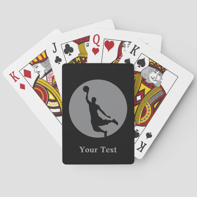 Gray Basketball Circle Logo Personalized Poker Cards (Back)