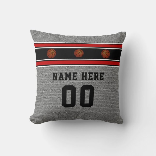 Gray Basketball Pillow with his Name and Number (Front)
