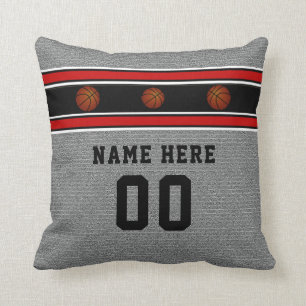 Gray Basketball Pillow with his Name and Number