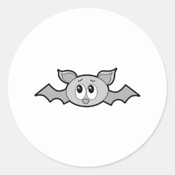 Gray Bat Cartoon. Classic Round Sticker by Animal_Art_By_Ali at Zazzle