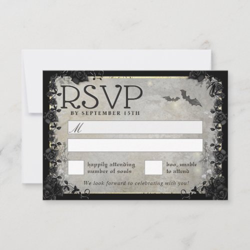 Gray Bats Gothic Matching RSVP Card