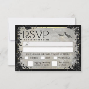 Gray Bats Gothic Matching RSVP MENU Card