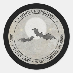 Gray Bats Wedding Round Address Classic Round Sticker