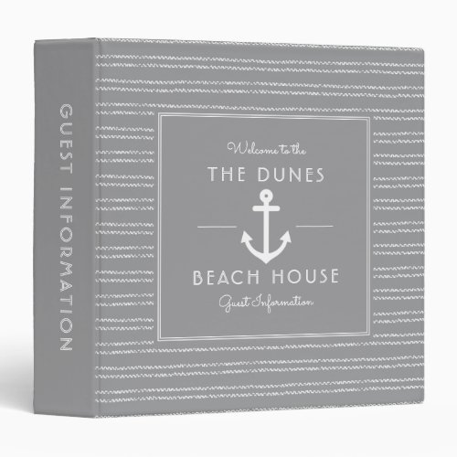 Gray Beach House Vacation Rental Guest Information 3 Ring Binder