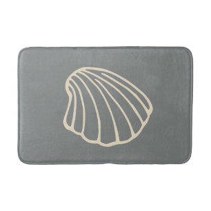 Gray Beach Seashell Sea Bathroom Rug Bath Mat