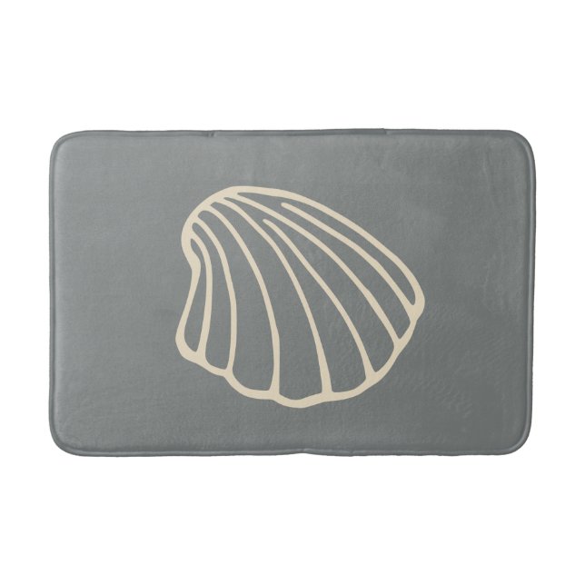 Gray Beach Seashell Sea Bathroom Rug Bath Mat (Front)