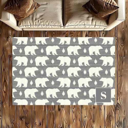 Area Rugs 17 Gray Bear Pattern Boho Monogram Rug