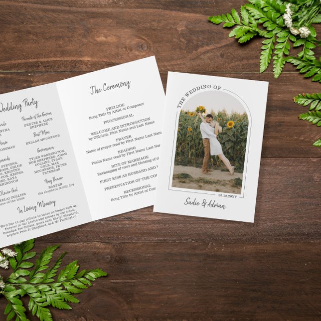 Gray Beautiful Arch Photo Wedding Program (Creator Uploaded)