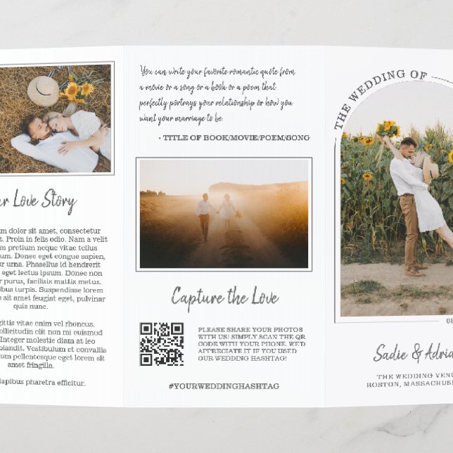 Gray Beautiful Arch Photo Wedding Program Brochure (Outside Middle)