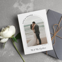 Gray Beautiful Arch Wedding Photo Love & Thanks