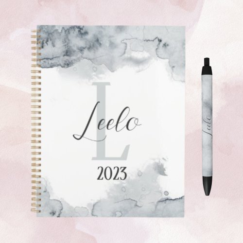 Gray Beautiful Watercolor Personalized Daily Planner