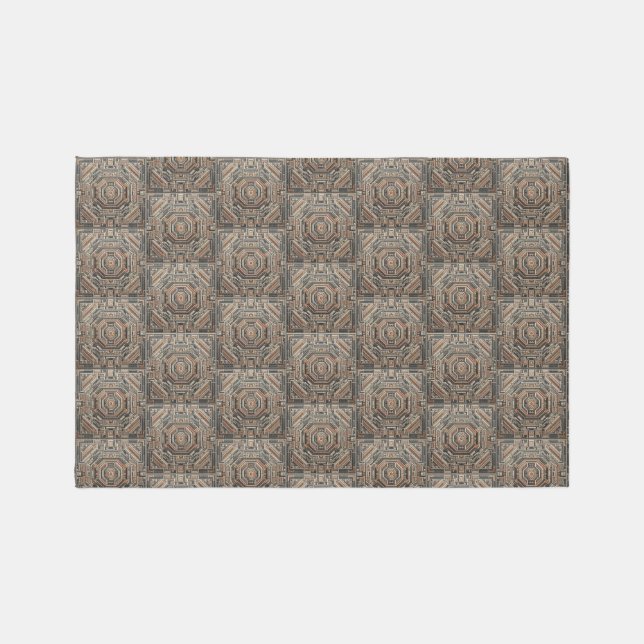 Gray, Beige & Brown Geometric Rug (Front)
