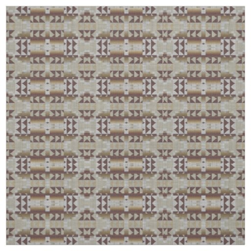 Gray Beige Khaki Taupe Brown Eclectic Ethnic Art Fabric