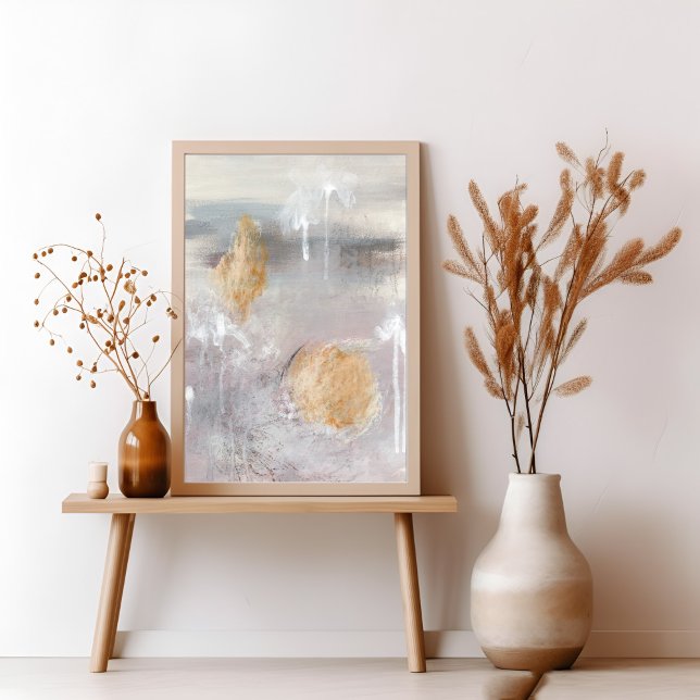 Gray Beige Modern Textured Abstract Art Poster (Creator Uploaded)