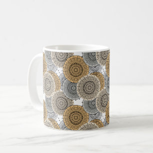 Gray beige pattern arabic mandala oriental style coffee mug