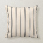 [ Thumbnail: Gray & Beige Pattern of Stripes Throw Pillow ]