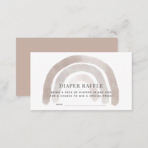 Gray Beige Rainbow Watercolor diaper Raffle Ticket Enclosure Card