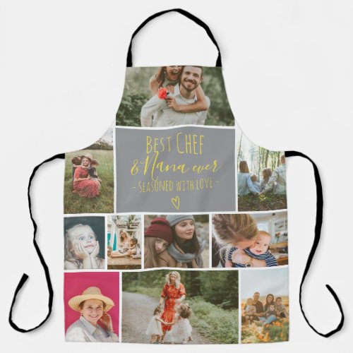 Gray Best chef and grandma photo collage grid Apron